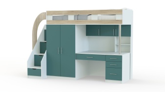 Кровать-чердак с рабочей зоной Мираж 5 BMS с лестницей