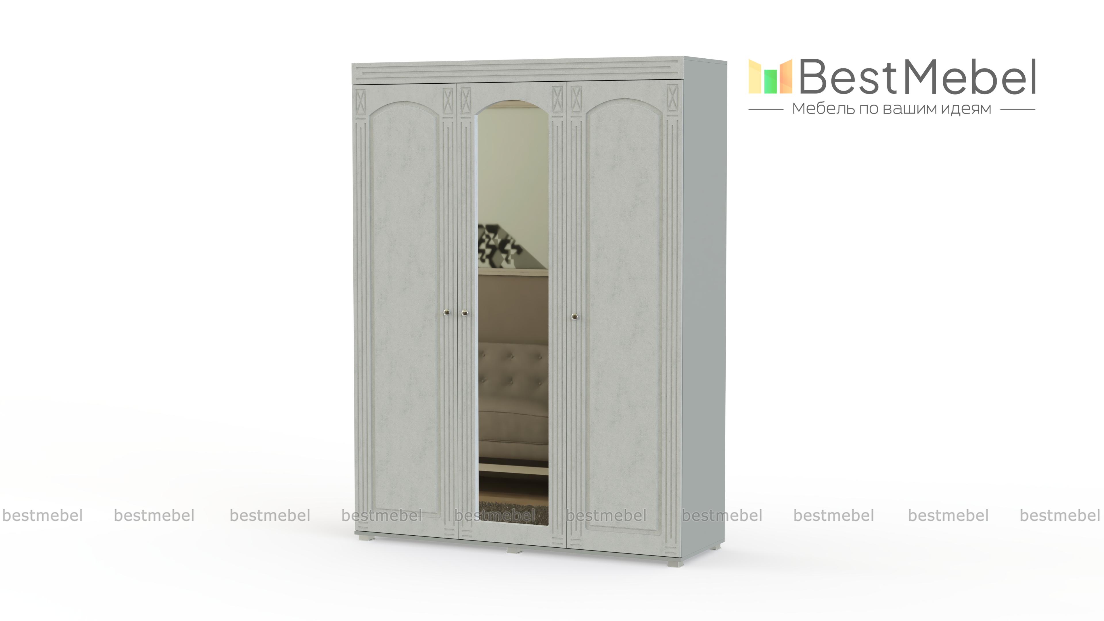 Шкаф трехстворчатый с зеркалом ЭМ-18 Элизабет BMS - Фото