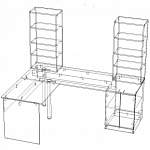 Чертеж Угловой письменный стол для двоих с полками Веста 2 BMS