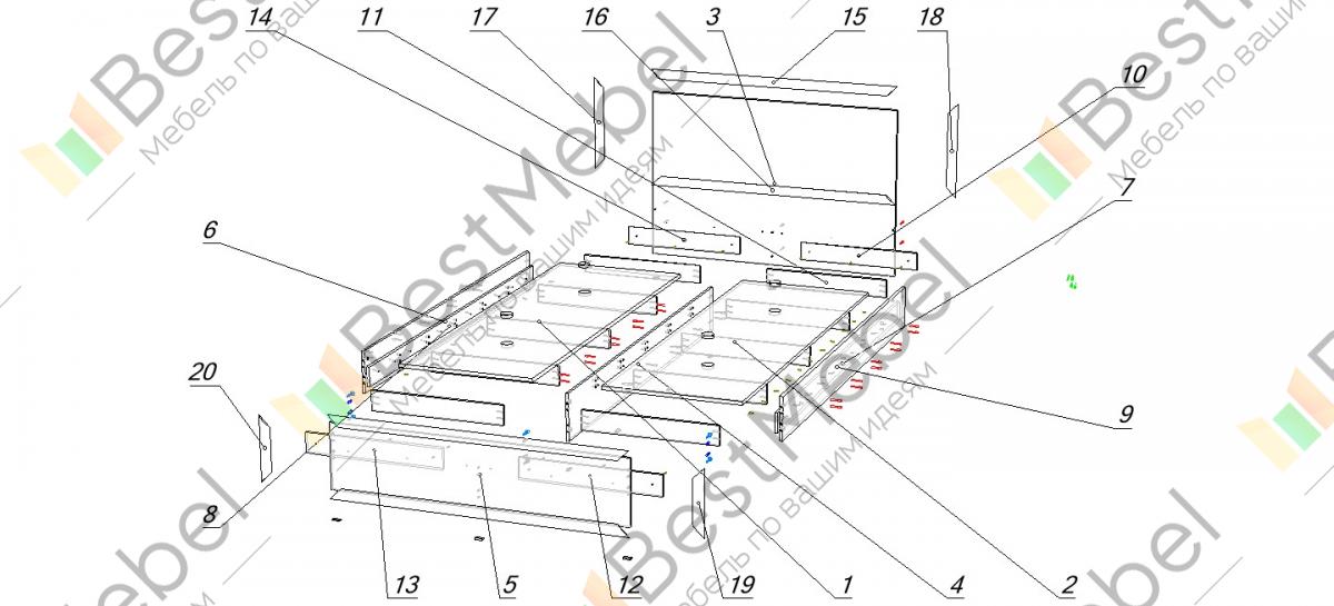 Кровать милана 1 схема сборки