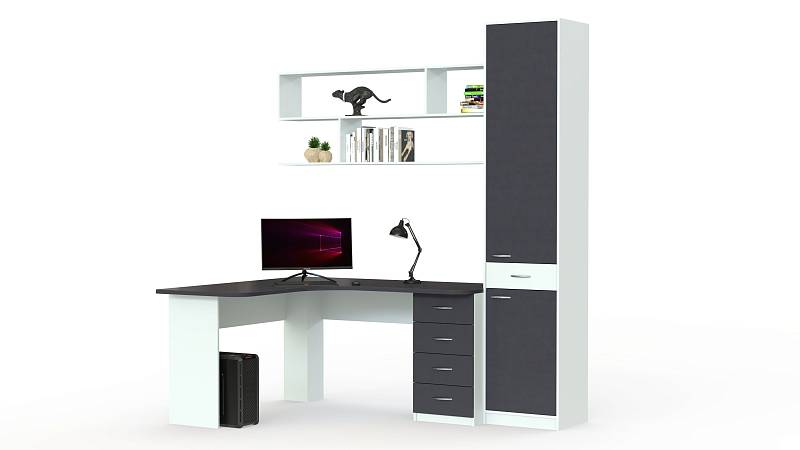 Угловой компьютерный стол со шкафом Марта 12 BMS (1800х2100х600)