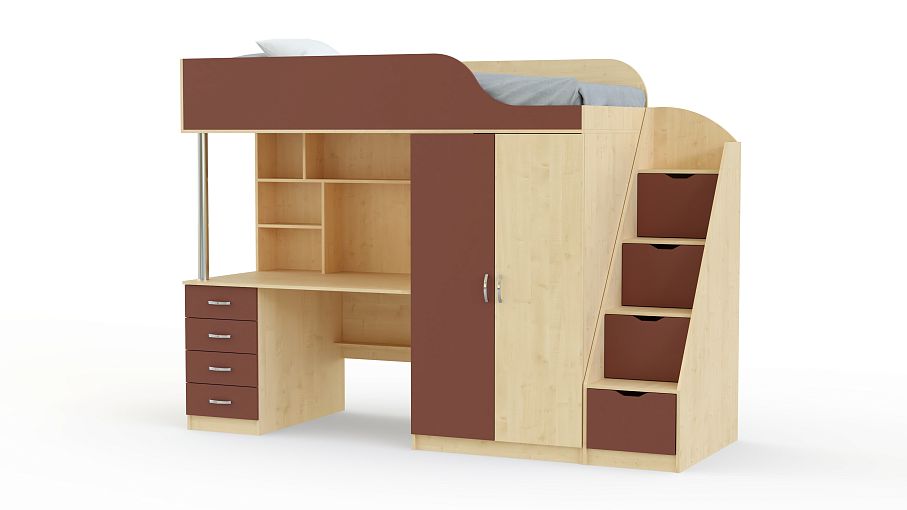 Кровать-чердак с рабочей зоной Мираж К7-4 BMS - Фото